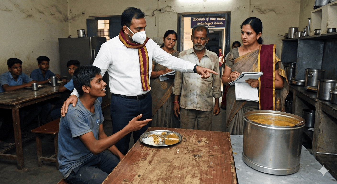 ದಾವಣಗೆರೆ ಸರ್ಕಾರಿ ವಸತಿ ನಿಲಯಗಳ ಮೇಲೆ ಡಿಸಿ ಗಂಗಾಧರಸ್ವಾಮಿ ಆಕಸ್ಮಿಕ ದಾಳಿ: ಕಳಪೆ ಆಹಾರ, ಸುರಕ್ಷತೆಯ ಕೊರತೆಗೆ ತೀವ್ರ ಆಕ್ಷೇಪ image